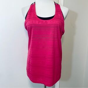 FILA Sport Pink Women’s Racerback Athletic Tank Top Built in Sports Bra Size M